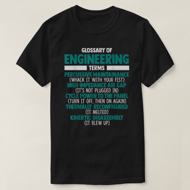 T-shirt Glossaire Des Termes D'Ingénierie Drôle Ingénieur (Design devant)