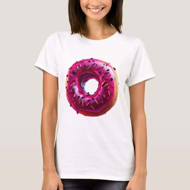 T-shirt Glossy Pink Donut with Dark Sprinkles (Devant)