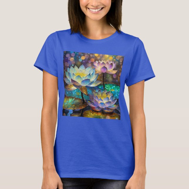 T-shirt Glowing Lotus Flowers Trio (Devant)