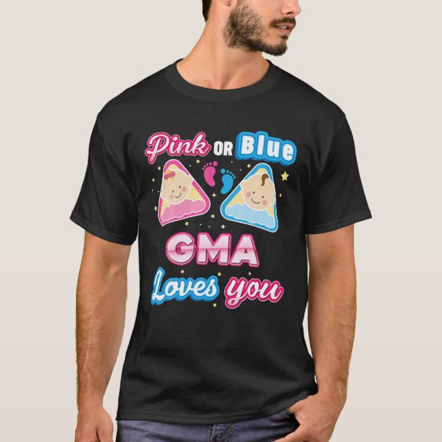 T-shirt Gma Rose Ou Bleu Vous Aime Genre Révéler Bébé Moth (Devant)