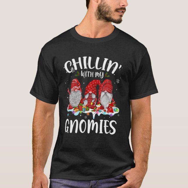 T-shirt Gnome Christmas Pajama Chillin' With My Gnome (Devant)