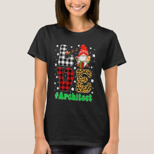 T-shirt Gnome d'architecte AMOUR à carreaux léopard Noël d