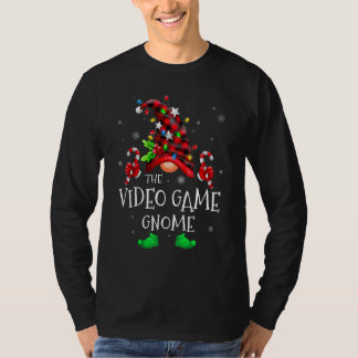 T-shirt Gnome de jeu vidéo à carreaux de buffle assortis à