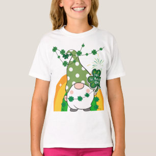 T-shirt Gnome de la Saint-Patrick avec Shamrocks et pluie