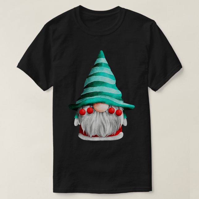 T-shirt Gnome de Noël avec Casquette et Beard Fête Rouge P (Design devant)