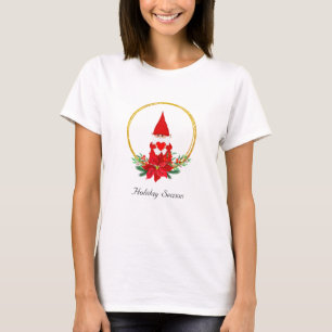 T-shirt Gnome de Noël mignon sur une couronne d'or