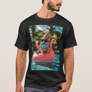 T-shirt Gnome d'été en lunettes de soleil sur flotteur de