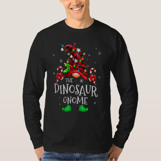 T-shirt Gnome Dinosaure Plaid Buffalo Famille Correspondan