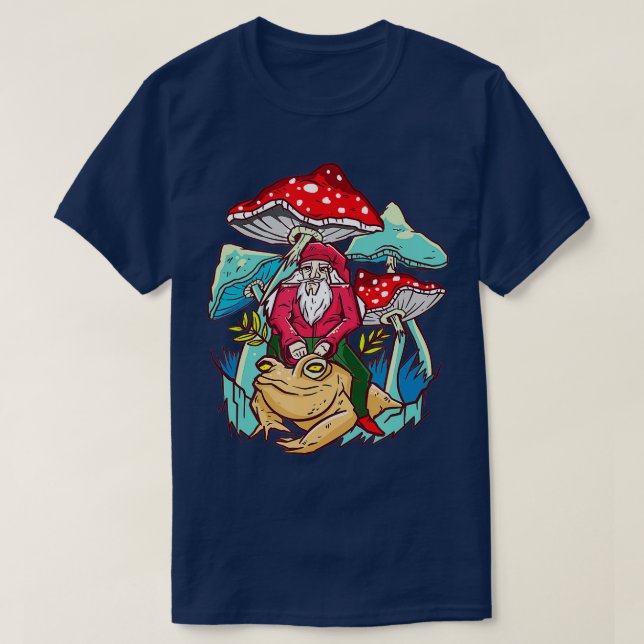 T-shirt Gnome équitation sur Bufo Alvarius Toad Champhroom (Design devant)
