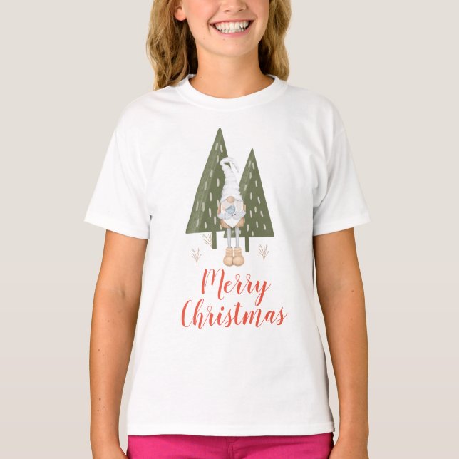 T-shirt Gnome et Bluebird Joyeux Noël (Devant)