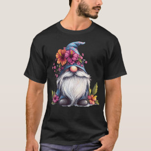 T-shirt Gnome Fantaisiste Avec Chapeau Floral