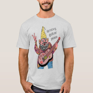 T-shirt Gnome Fantaisiste avec Guitare de la Paix, Vibe Gr