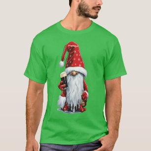 T-shirt Gnome Festive Tenant Un Verre De ‎ Stout Irlandais