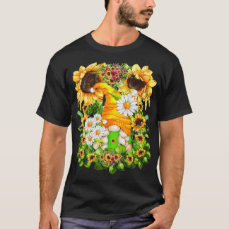 T-shirt Gnome Fleur Mignée Pour Les Femmes Et Sunfl Été