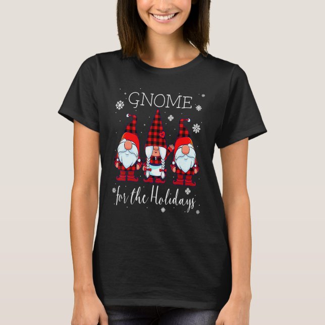 T-shirt Gnome For The Holidays Buffalo Plaid 3 Gnomes Chri (Devant)