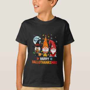 T-shirt Gnome Hallothanksmas Halloween Thanksgiving Noël