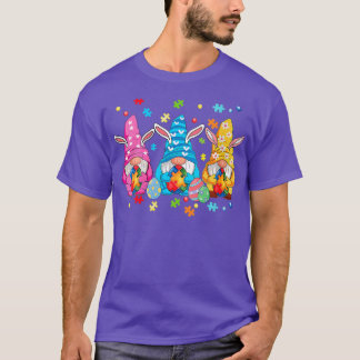 T-shirt Gnome Oeuf Bunny Puzzle Ruban Sensibilisation sur