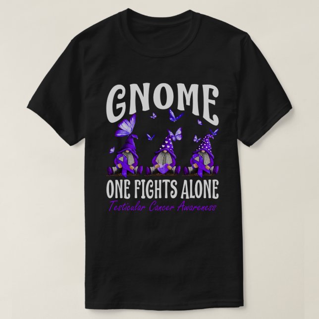 T-shirt Gnome One lutte seule contre le cancer testiculair (Design devant)