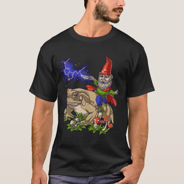 T-shirt Gnome Riding Bufo Alvarius Toad 5 Meo Dmt Psychede (Devant)
