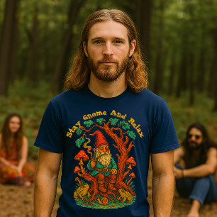 T-shirt Gnome sur l'Arbre Gnarly Art Psychédélique Rétro