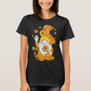 T-shirt Gnome tenant des tournesols Feuilles d'érable Auto