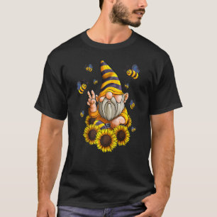 T-shirt Gnome Tournesol Avec Abeilles Drôle Gnome de Jardi