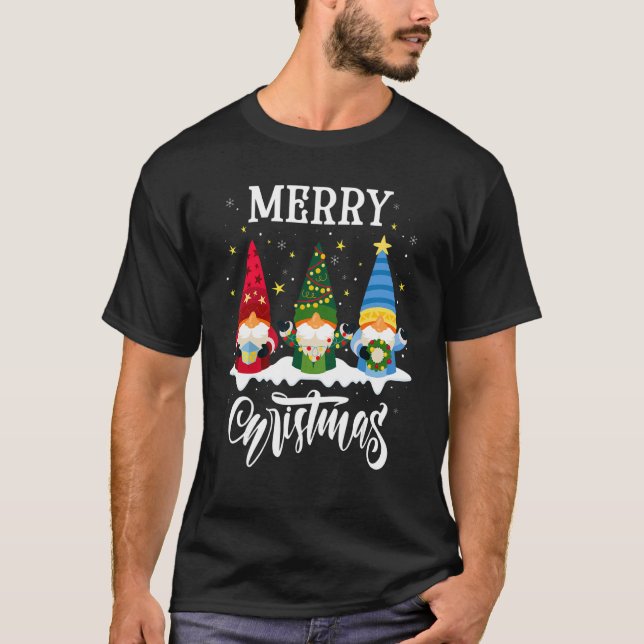 T-shirt Gnome Xmas Light Pajamas Merry Christmas Matching  (Devant)