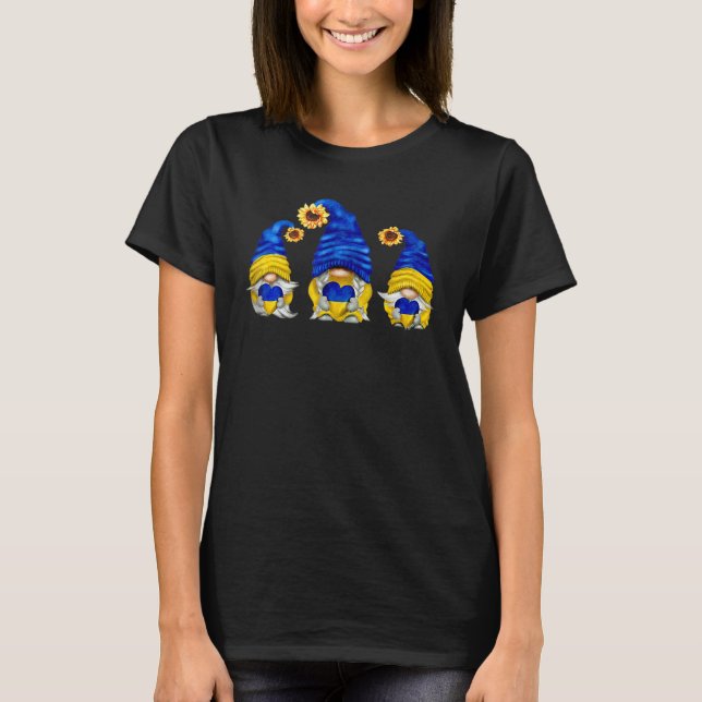 T-shirt Gnomes Bleus Et Jaunes Pour Femmes Peace Love S (Devant)