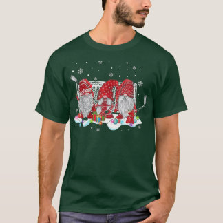 T-shirt Gnomes de hockey sur glace lumières de Noël Arbre 