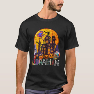 T-shirt Gnomes de la bibliothèque d'Halloween en sorcière 