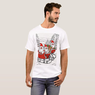 T-shirt Gnomes de Noël avec Sleigh et Reindeer - Festive