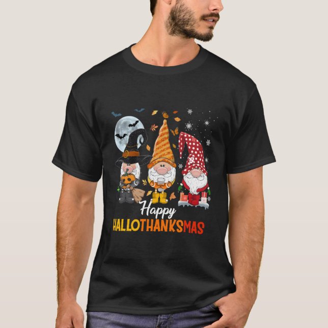 T-shirt Gnomes Halloween Joyeux Hallothanksmas heureux (Devant)
