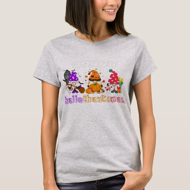 T-shirt Gnomes Halloween Thanksgiving Christmas Happy (Devant)
