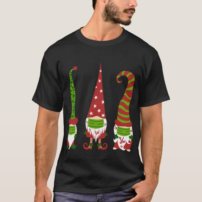 T-shirt Gnomes Masque Visage Correspondance Famille Noël P (Devant)