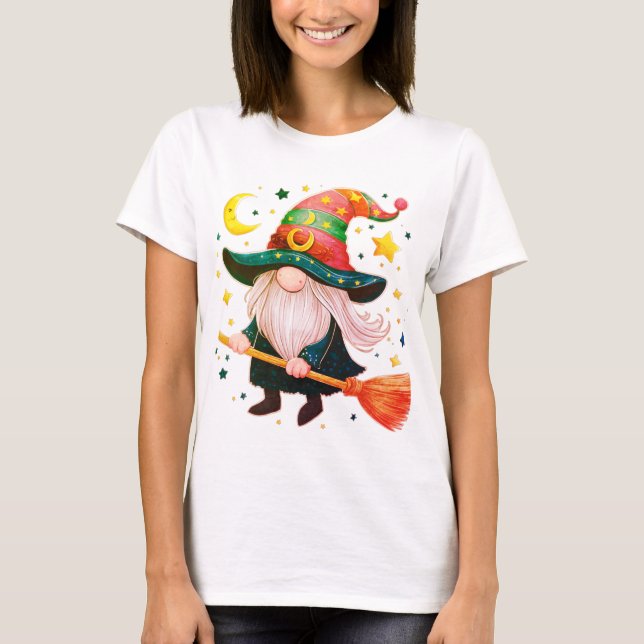 T-shirt Gnomes mignons avec broomstick (Devant)