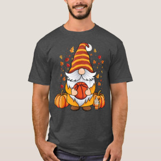 T-shirt Gnomes mignons avec citrouille de basket chute d'é