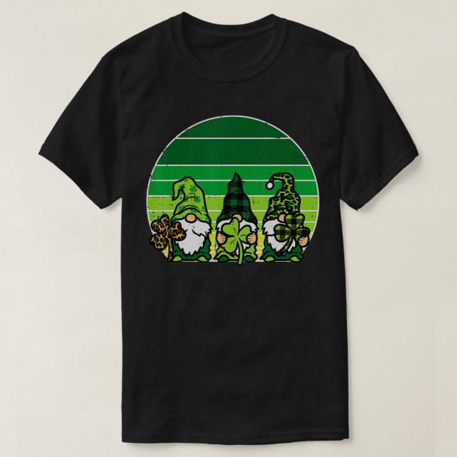 T-shirt Gnomes Shamrock Léopard Clover Paddys St patrick (Design devant)
