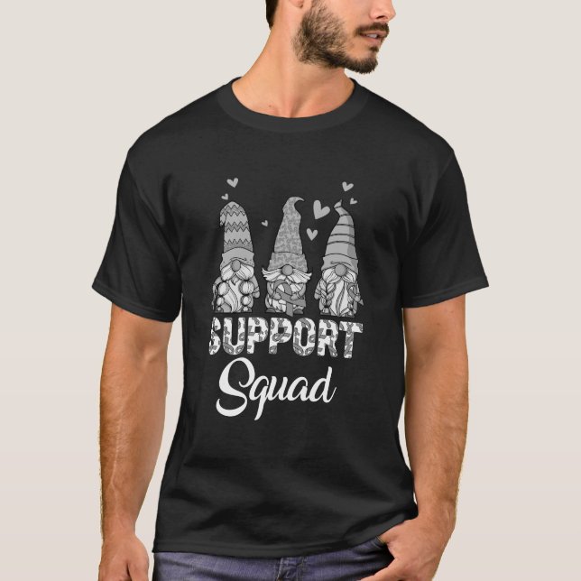 T-shirt Gnomes Soutien Squad Grey Ribbon Cerveau Cancer Aw (Devant)
