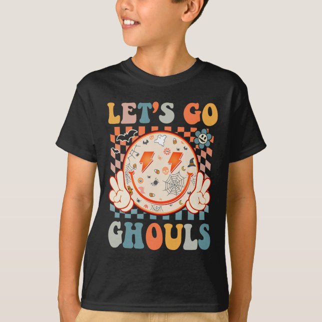 T-shirt Go Ghouls Hippie Smile Face Retro Halloween (Devant)
