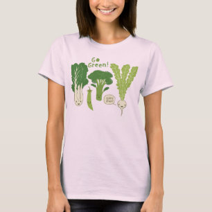 T-shirt Go Green! Leafy Green Vegetables Cute Veggies