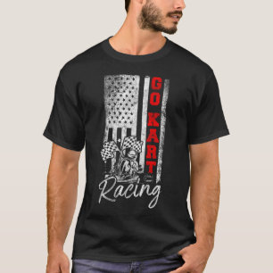 T-shirt Go Kart Go Kart Racing drapeau américain Vintage