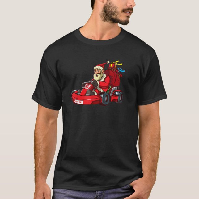 T-shirt Go kart Père Noël Noël sur quatre roues (Devant)