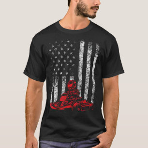 T-shirt Go Kart Racing - Go Karting USA American Flag Race