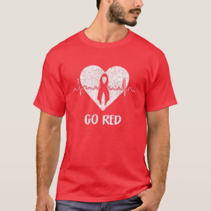 T-shirt Go Red Day Heart Ribbon Cardiopathie Mois Cadeau