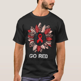 T-shirt Go Red Heart Disease Awareness Month Ruban Sunflo