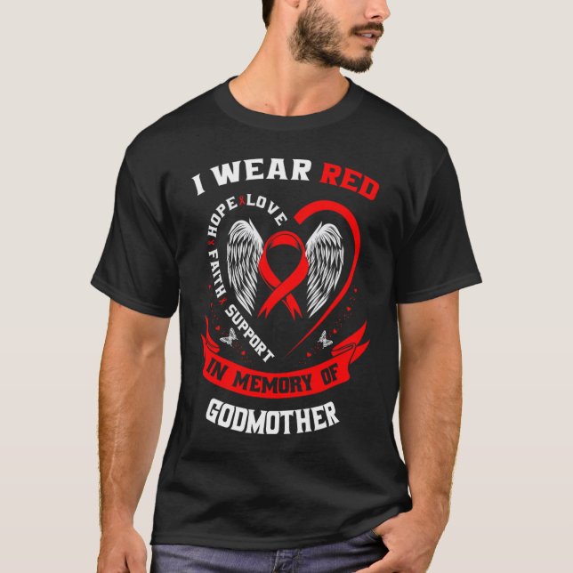 T-shirt Go Red In Memory Of Godmother Heart Disease Awaren (Devant)