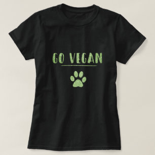 T-shirt Go Vegan Animal Paw Faux Green Parties scintillant