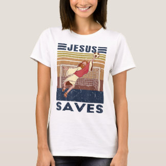 T-shirt Goalkeeper rétro Jesus Saves Soccer But