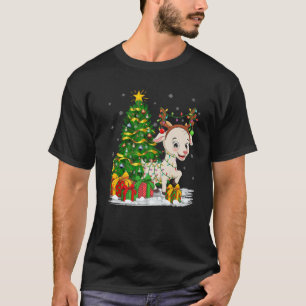T-shirt Goat Lover Correspondant Noël Éclairage Chèvre Noë