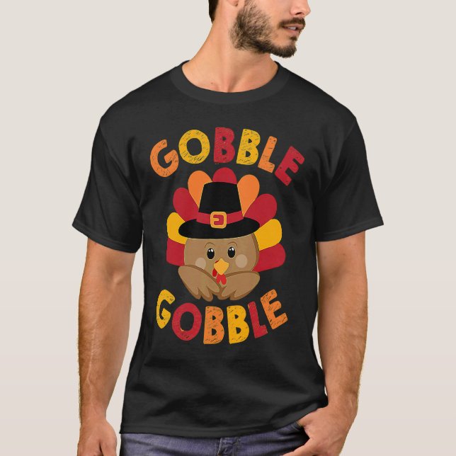 T-shirt Gobble Gobble Til You Wobble Funny Thanksgiving (Devant)